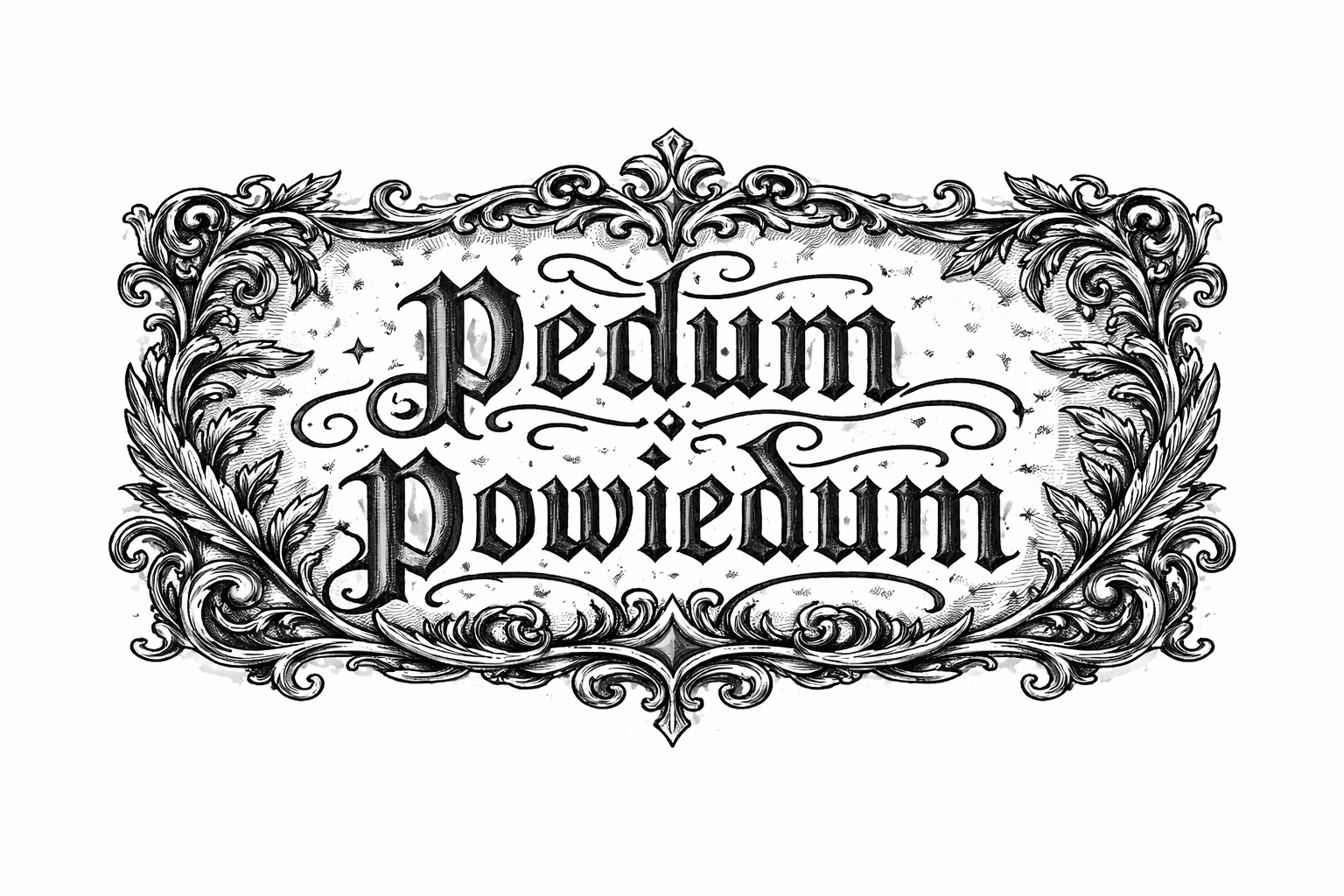Pedum Powiedum — logo serwisu w ornamentalnej ramce